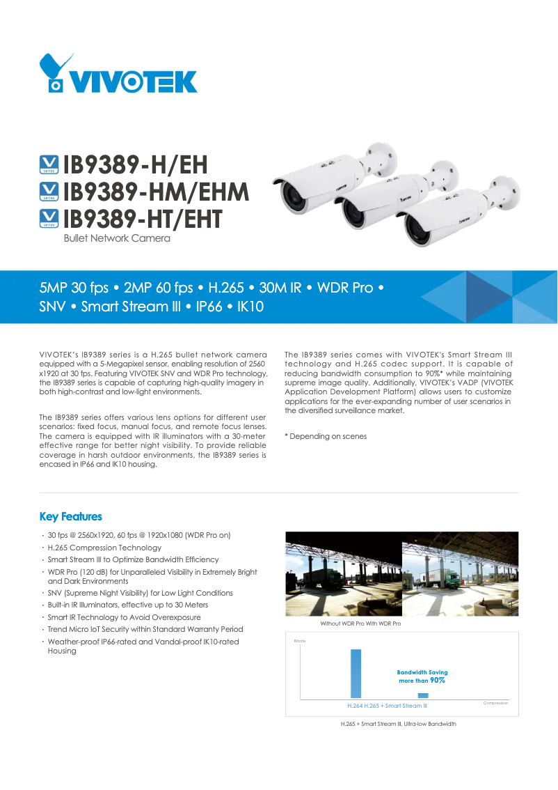 Page 1 de la notice Fiche technique Vivotek IB9389-EHT-v2
