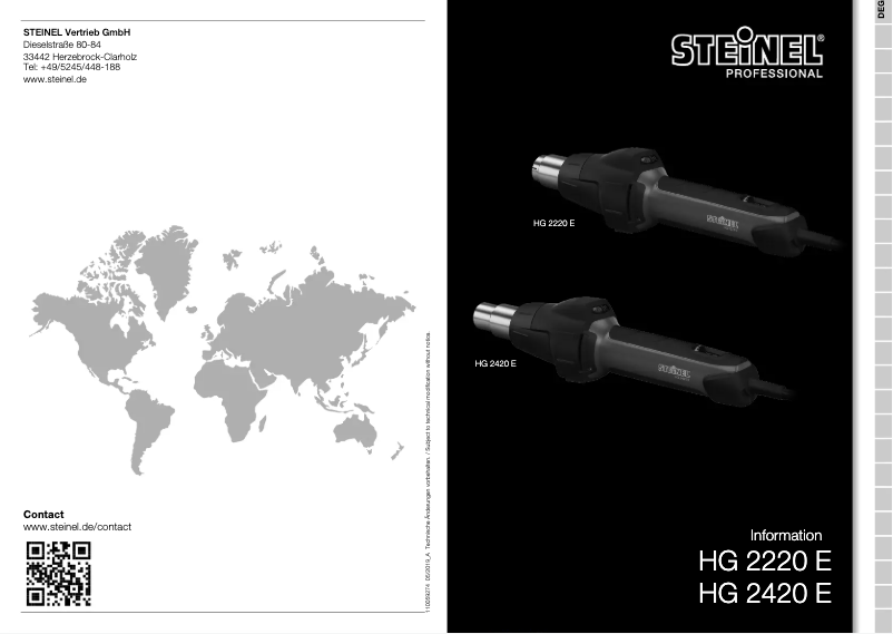 Page 1 de la notice Manuel utilisateur Steinel HG 2220 E