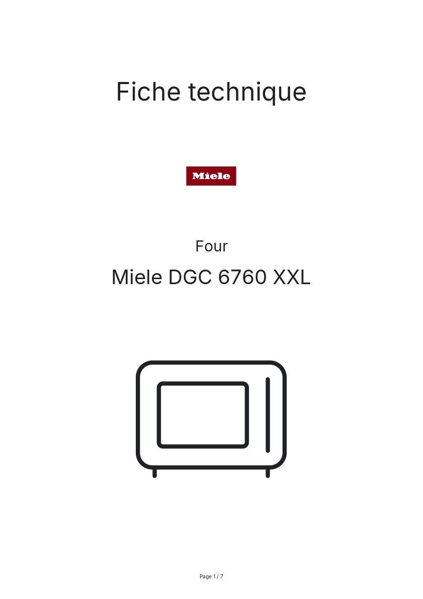 Page n°1 - Fiche technique Miele DGC 6760 XXL