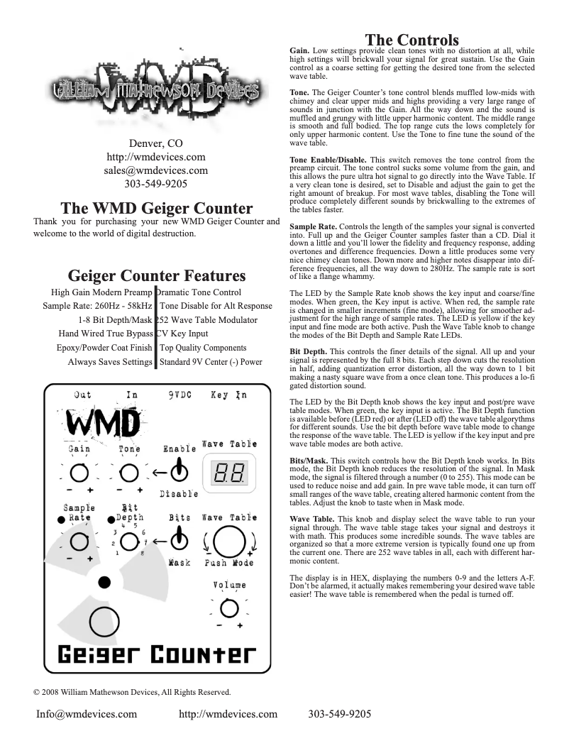 Page n°1 - Manuel utilisateur WMD Geiger Counter