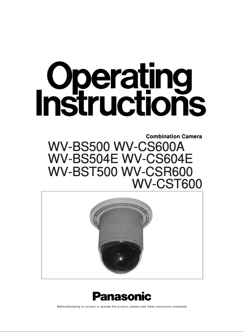 Page 1 de la notice Manuel utilisateur Panasonic WV-CSR600