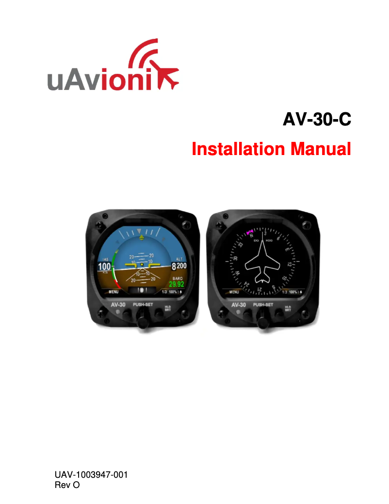 Page 1 de la notice Manuel utilisateur uAvionix AV-30-C