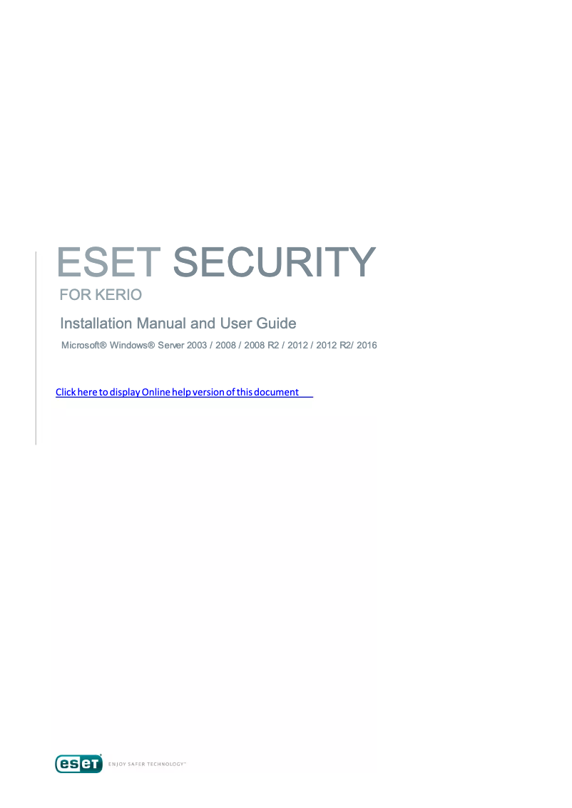 Page n°1 - Manuel utilisateur ESET NOD32 Antivirus for Kerio Control