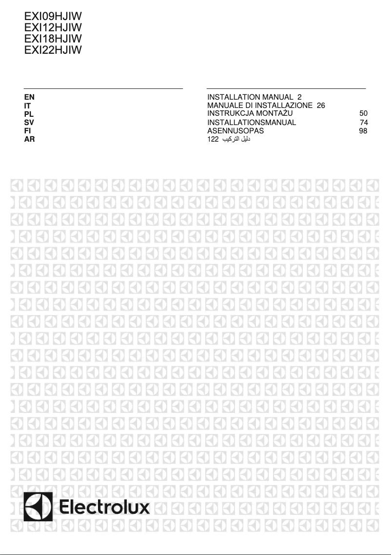 Page n°1 - Guide d'installation Electrolux EXI09HJIWE