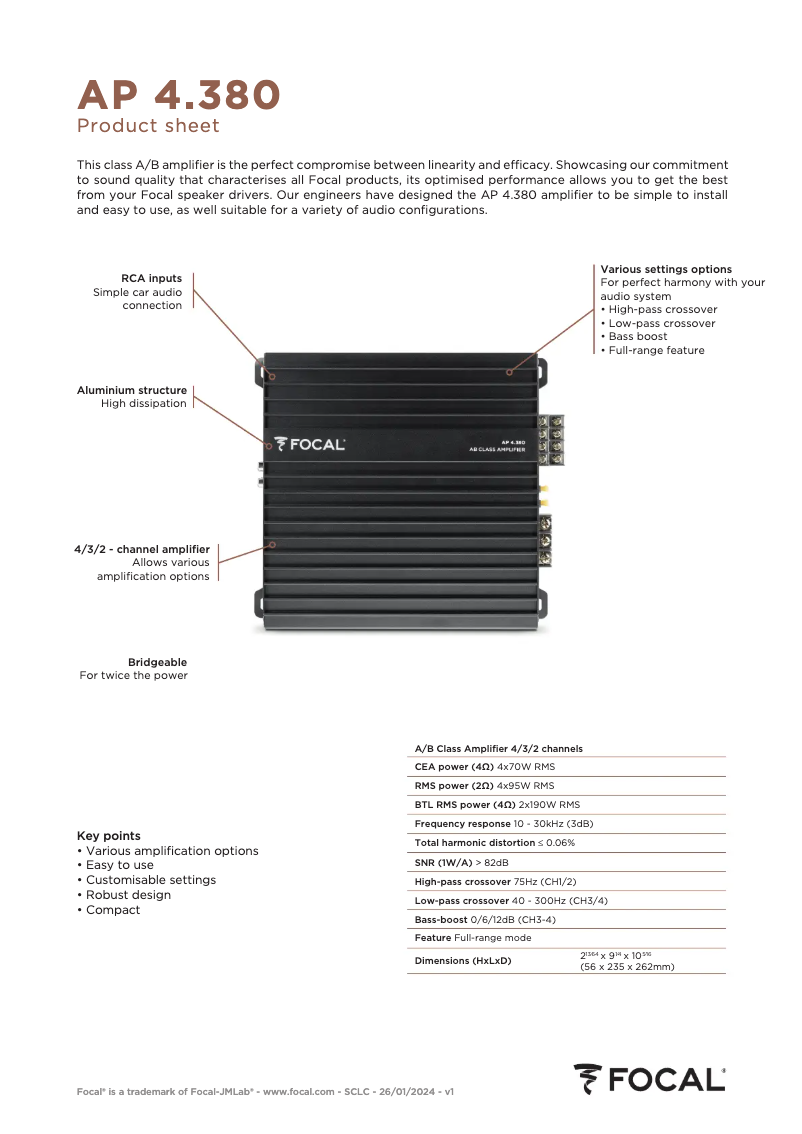 Página 1 del manual Ficha técnica Focal AP 4.380