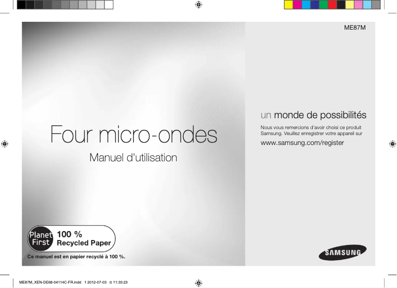 Page n°1 - Manuel utilisateur Samsung ME87M