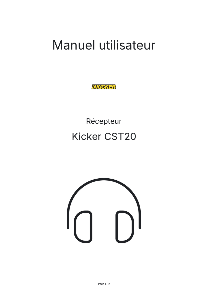 Page n°1 - Manuel utilisateur Kicker CST20