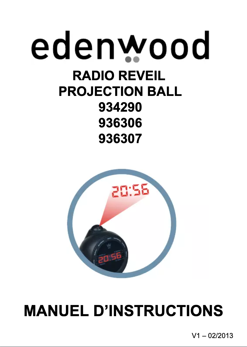 Page 1 de la notice Manuel utilisateur Edenwood Projection Ball 934290