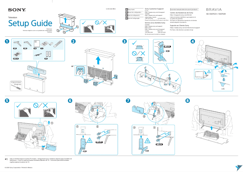 Página 1 del manual Guía de instalación Sony Bravia KD-55X75CH