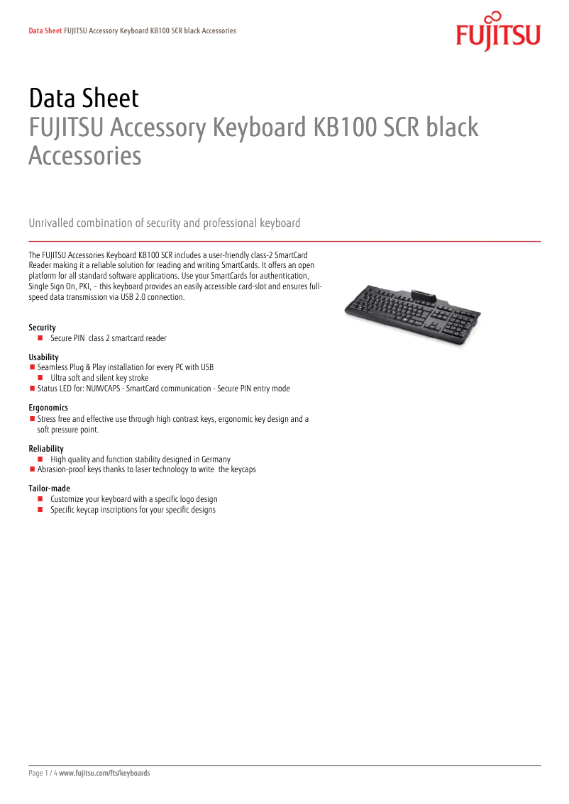 Page 1 de la notice Manuel utilisateur Fujitsu KB915