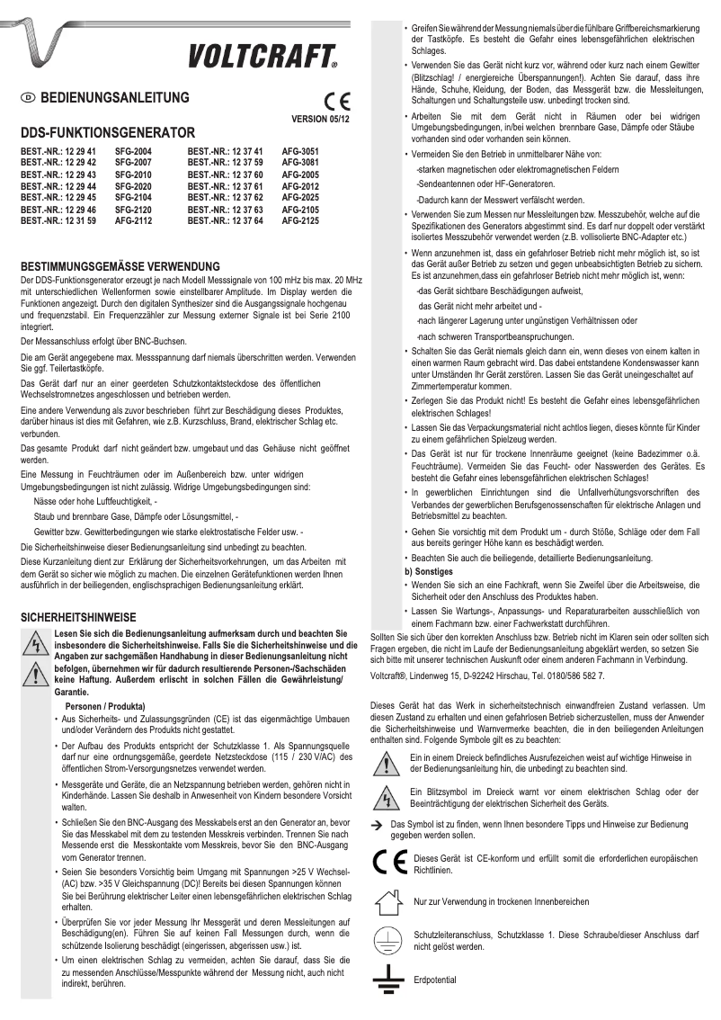 Page 1 de la notice Manuel utilisateur GW Instek AFG-2125