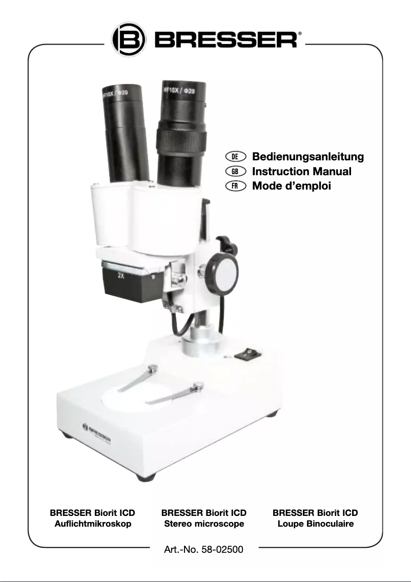 Page 1 de la notice Manuel utilisateur Bresser Biorit ICD