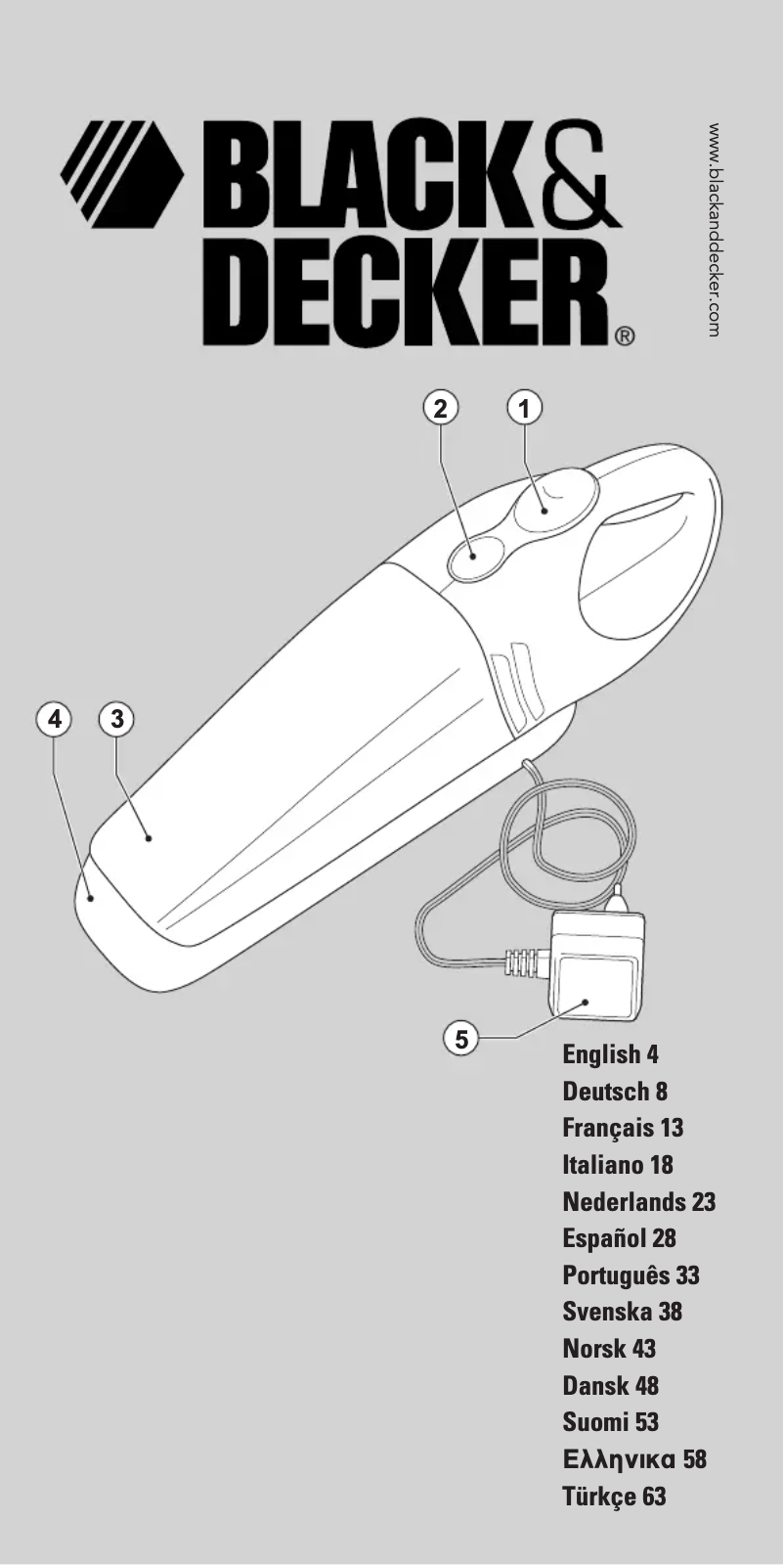 Page n°1 - Manuel utilisateur Black & Decker WV4815