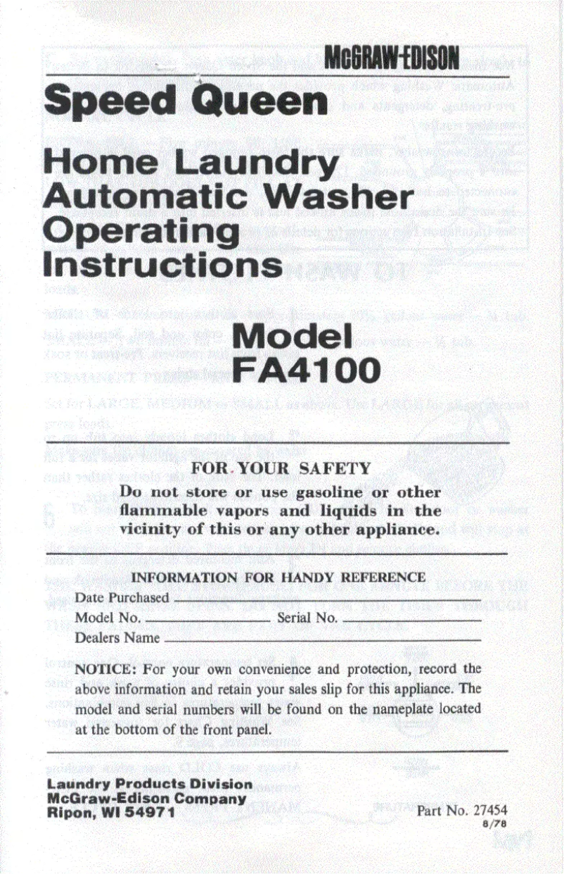 Image de la première page du manuel de l'appareil FA4100