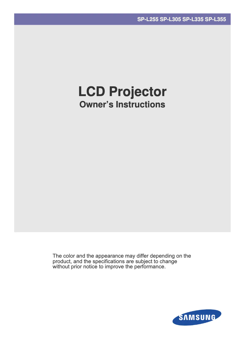 Page n°1 - Manuel utilisateur Samsung SP-L335