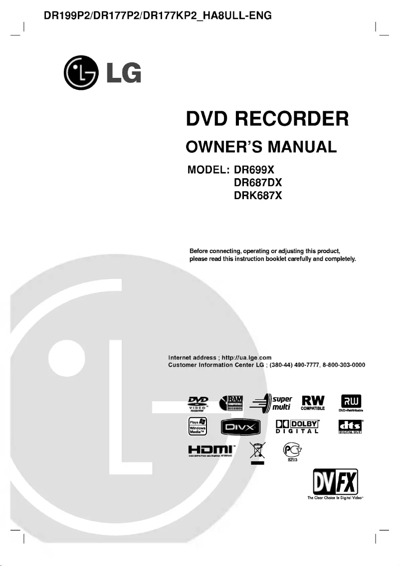 Page 1 of the manual User Manual LG DR687DX