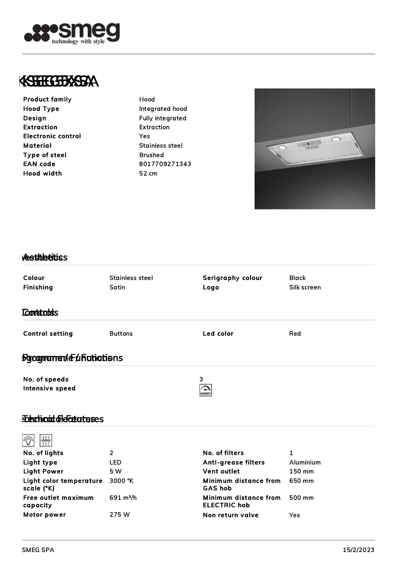 Page 1 de la notice Brochure Smeg KSEG5XSA