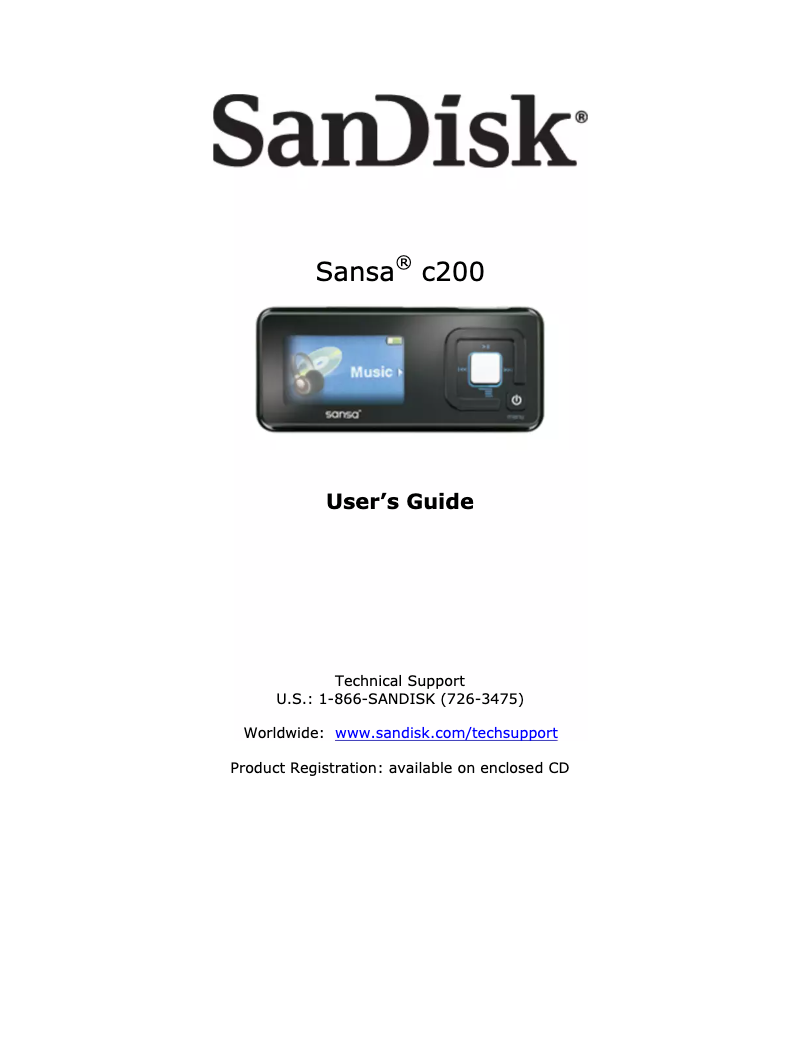 Page 1 de la notice Manuel utilisateur Sandisk Sansa C240