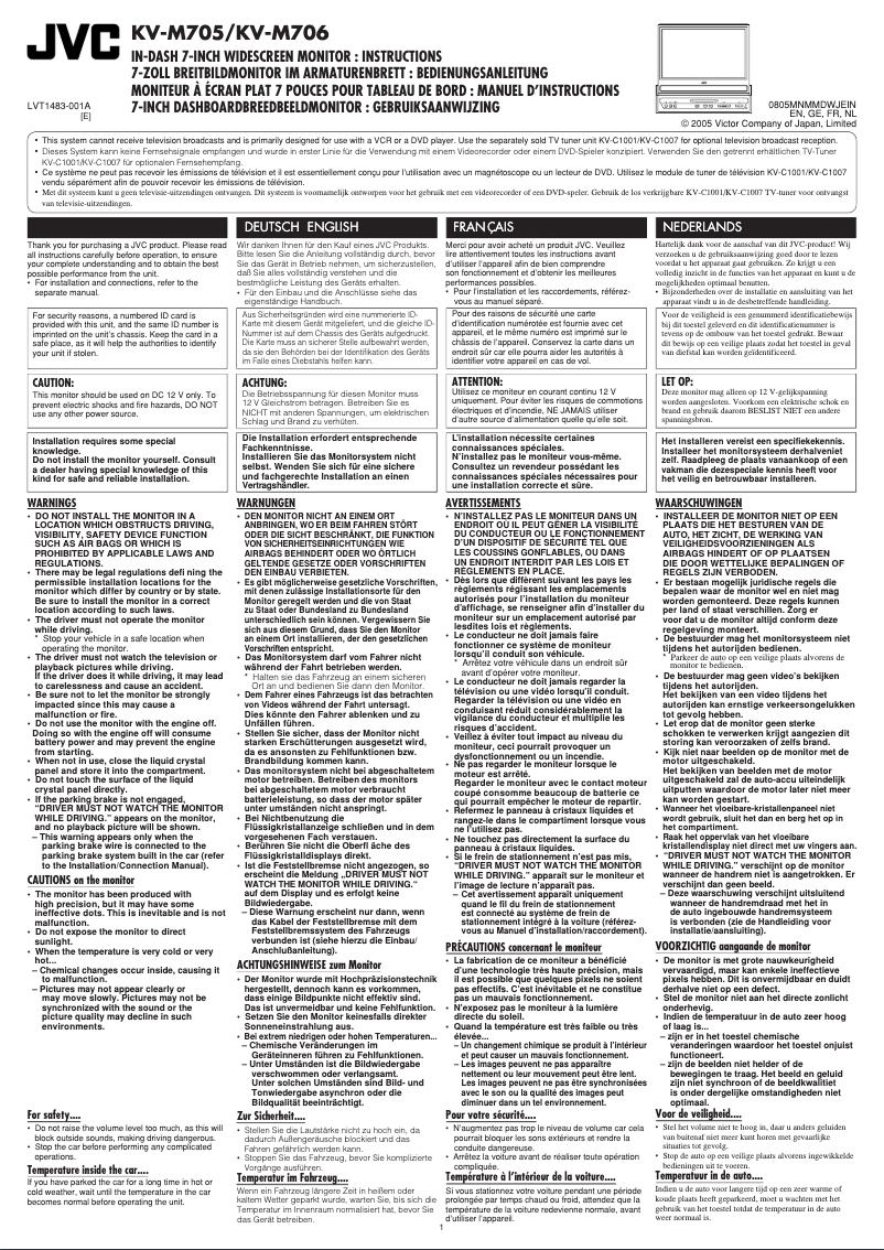 Page n°1 - Manuel utilisateur JVC KV-M706