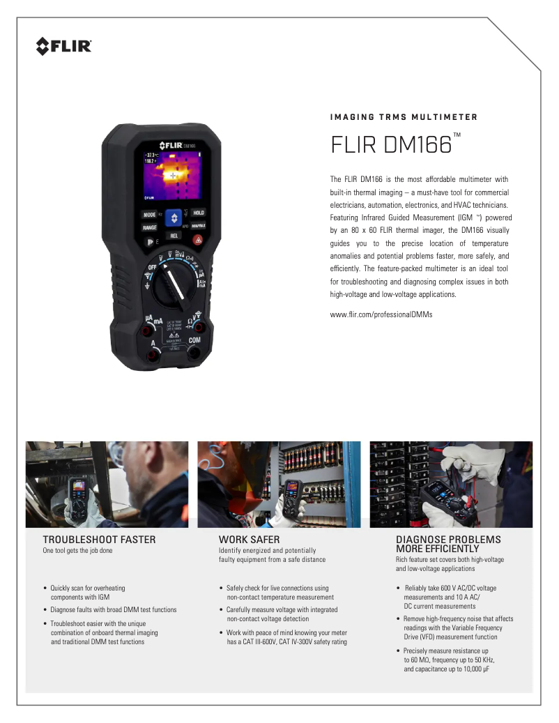 Page 1 de la notice Fiche technique FLIR DM166