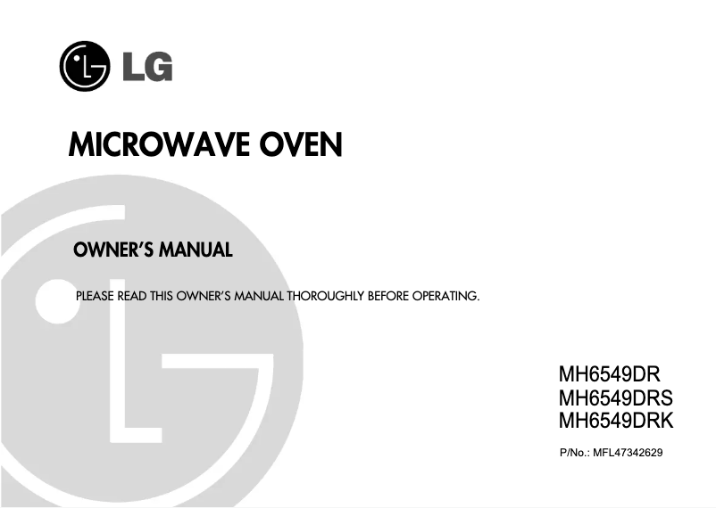 Page n°1 - Manuel utilisateur LG MH6549DRS