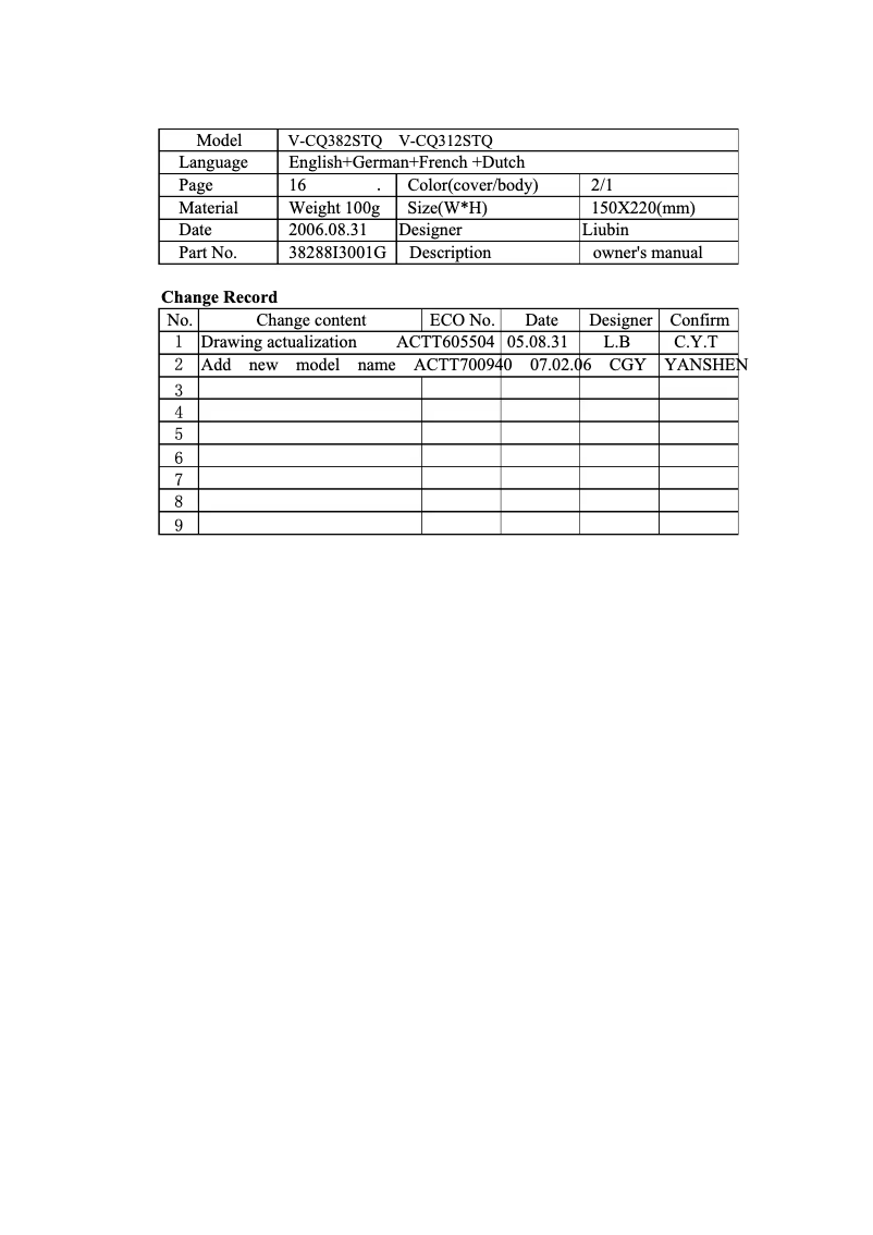 Page n°1 - Manuel utilisateur LG V-CQ302STQ