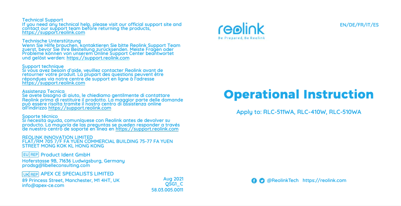 Image de la première page du manuel de l'appareil RLC-511WA