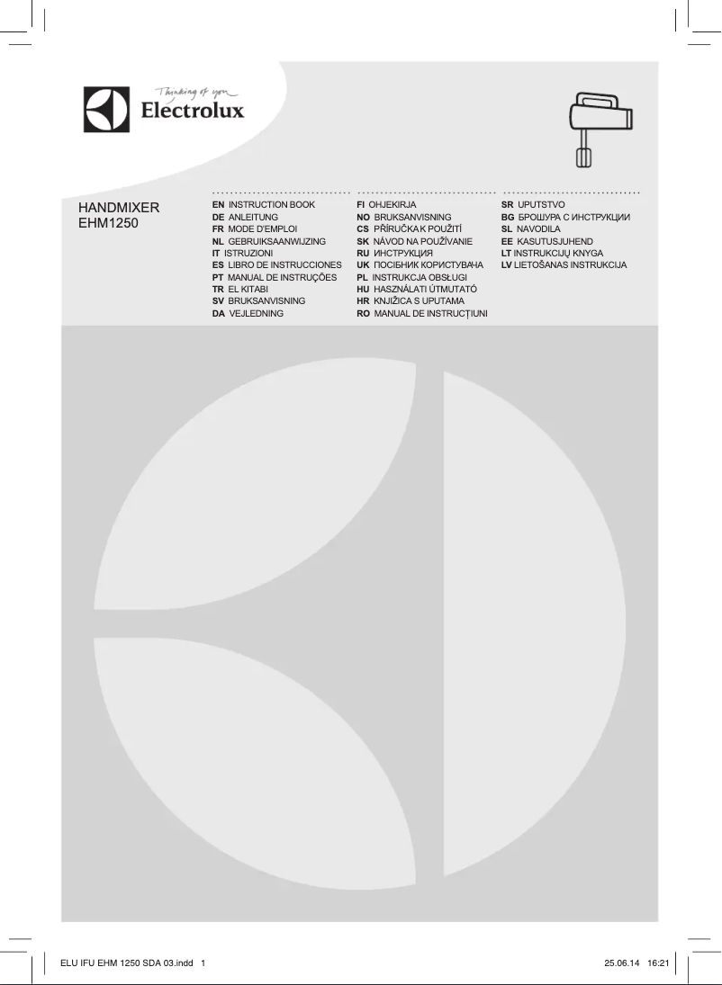 Page 1 de la notice Manuel utilisateur Electrolux EHM1250