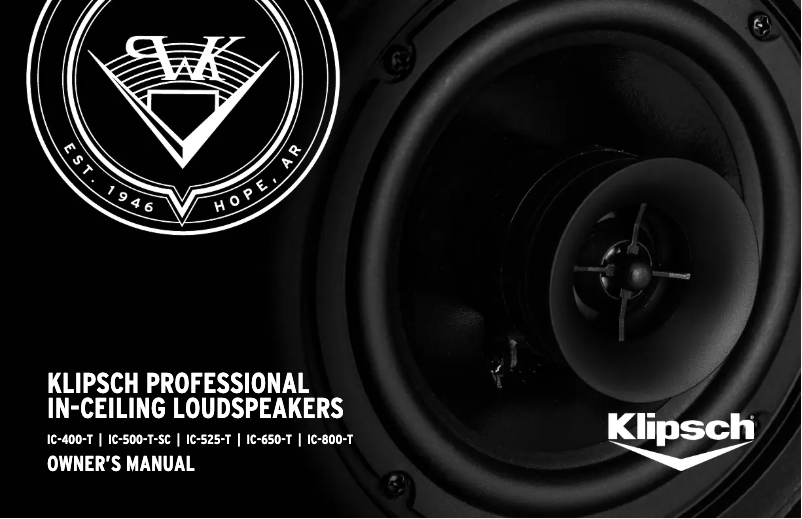 Page 1 de la notice Manuel utilisateur Klipsch IC-800-T