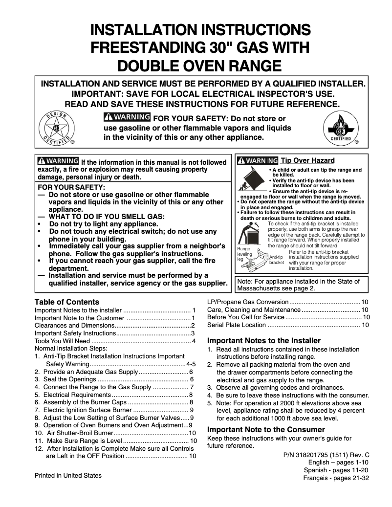 Image de la première page du manuel de l'appareil FGGF304DPF