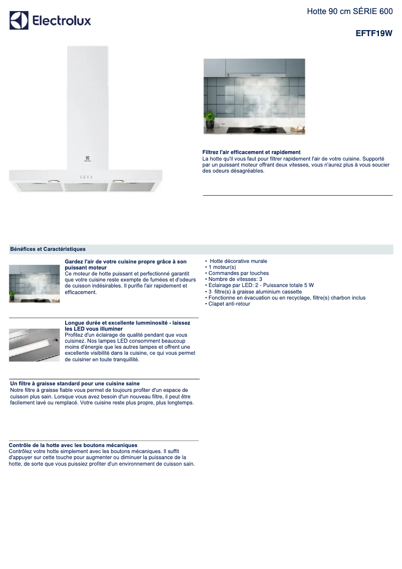 Image de la première page du manuel de l'appareil EFTF19W