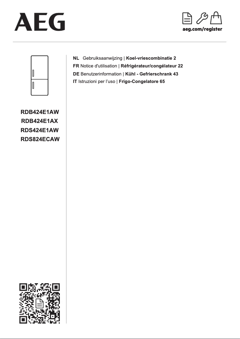 Page 1 de la notice Manuel utilisateur AEG RDS824ECAW