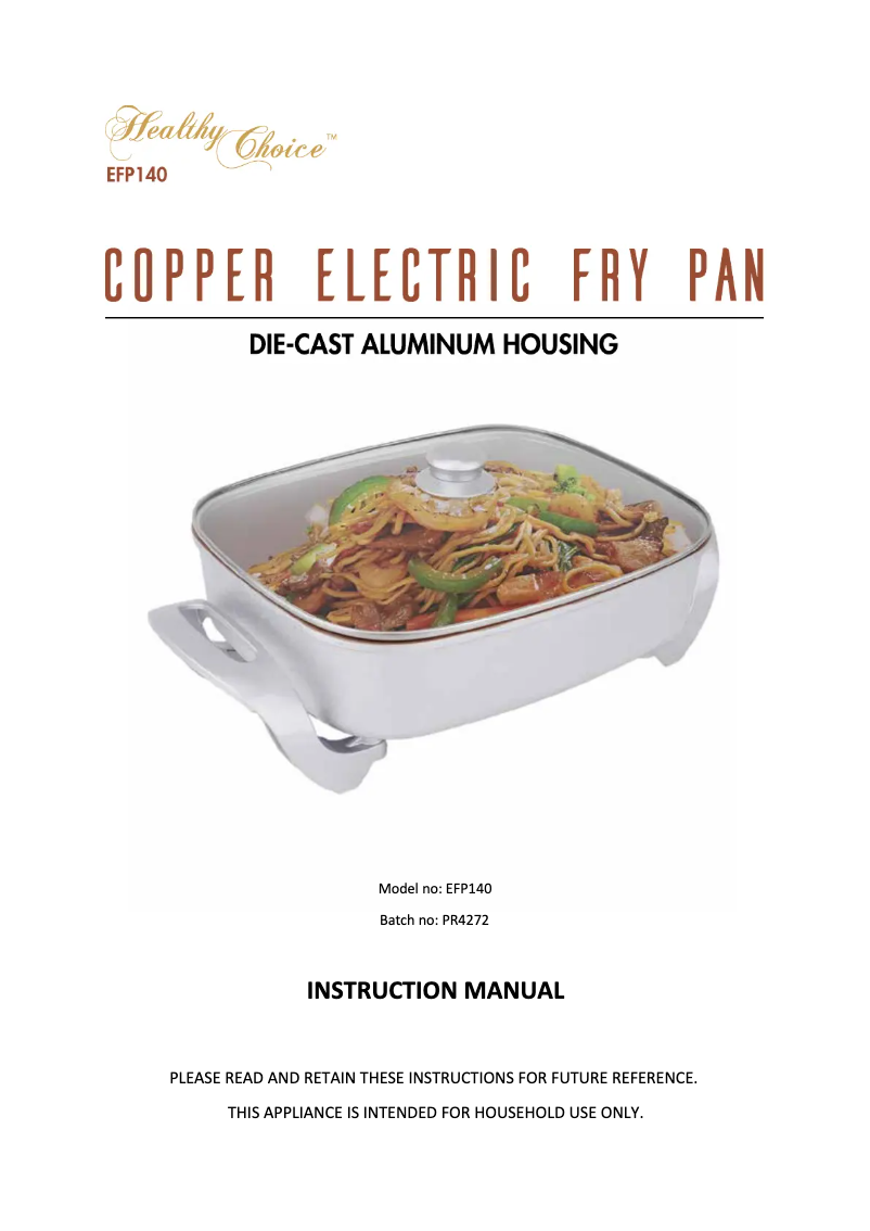 Page n°1 - Manuel utilisateur Healthy Choice EFP140