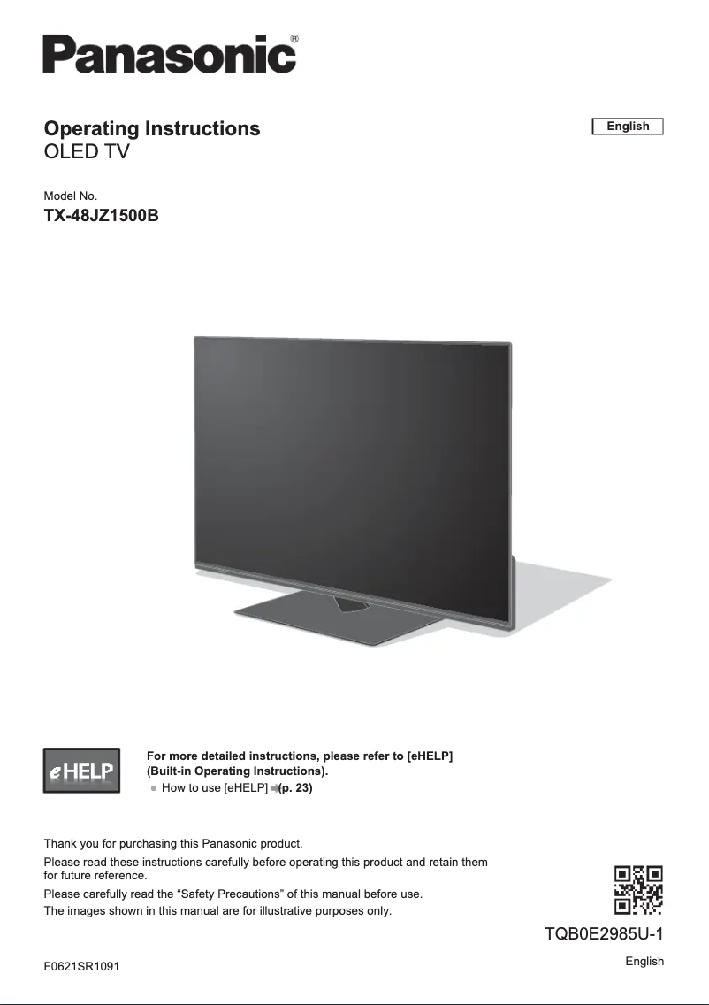 Page 1 de la notice Guide de démarrage rapide Panasonic TX-48JZ1500B