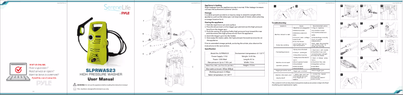 Image de la première page du manuel de l'appareil SLPRWAS23