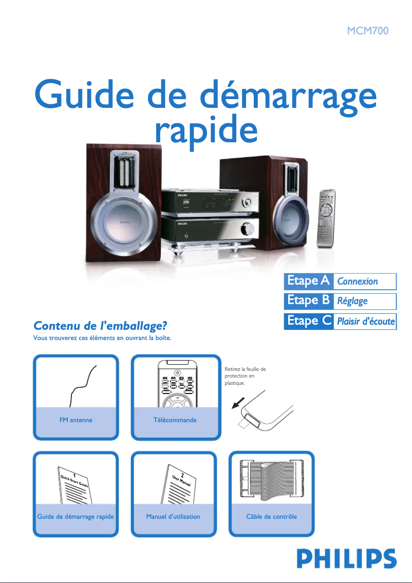 Page 1 de la notice Guide de démarrage rapide Philips MCM700
