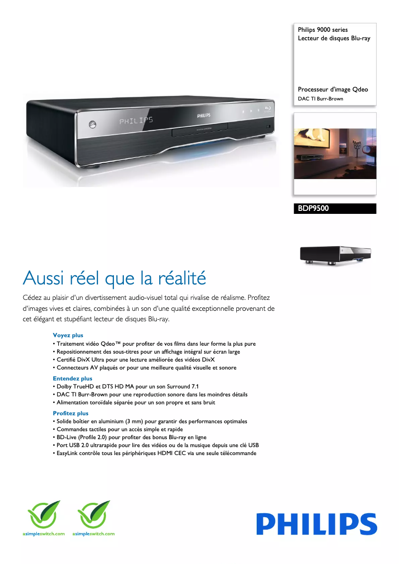 Image de la première page du manuel de l'appareil BDP9500