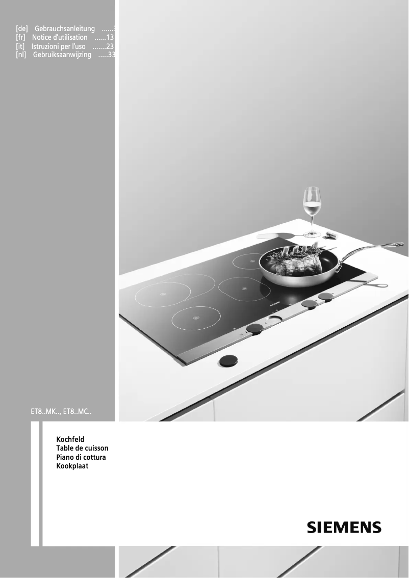 Page n°1 - Manuel utilisateur Siemens ET875MC11D