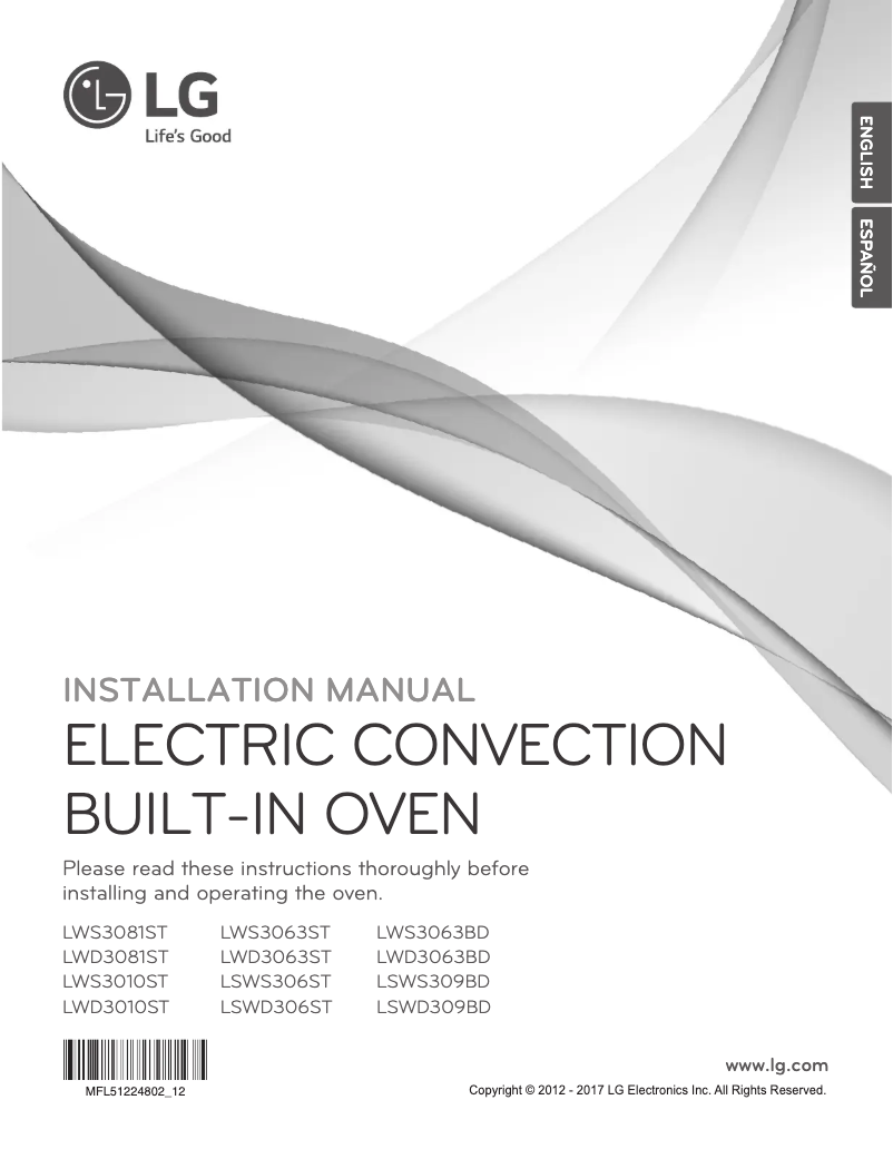 Page n°1 - Guide d'installation LG LWC3063ST