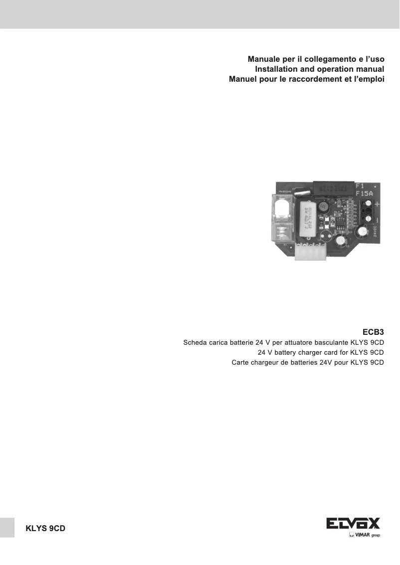 Imagen de la primera página del manual del dispositivo ELVOX ECB3