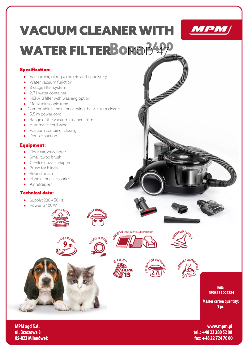 Page 1 de la notice Fiche technique MPM MOD-47