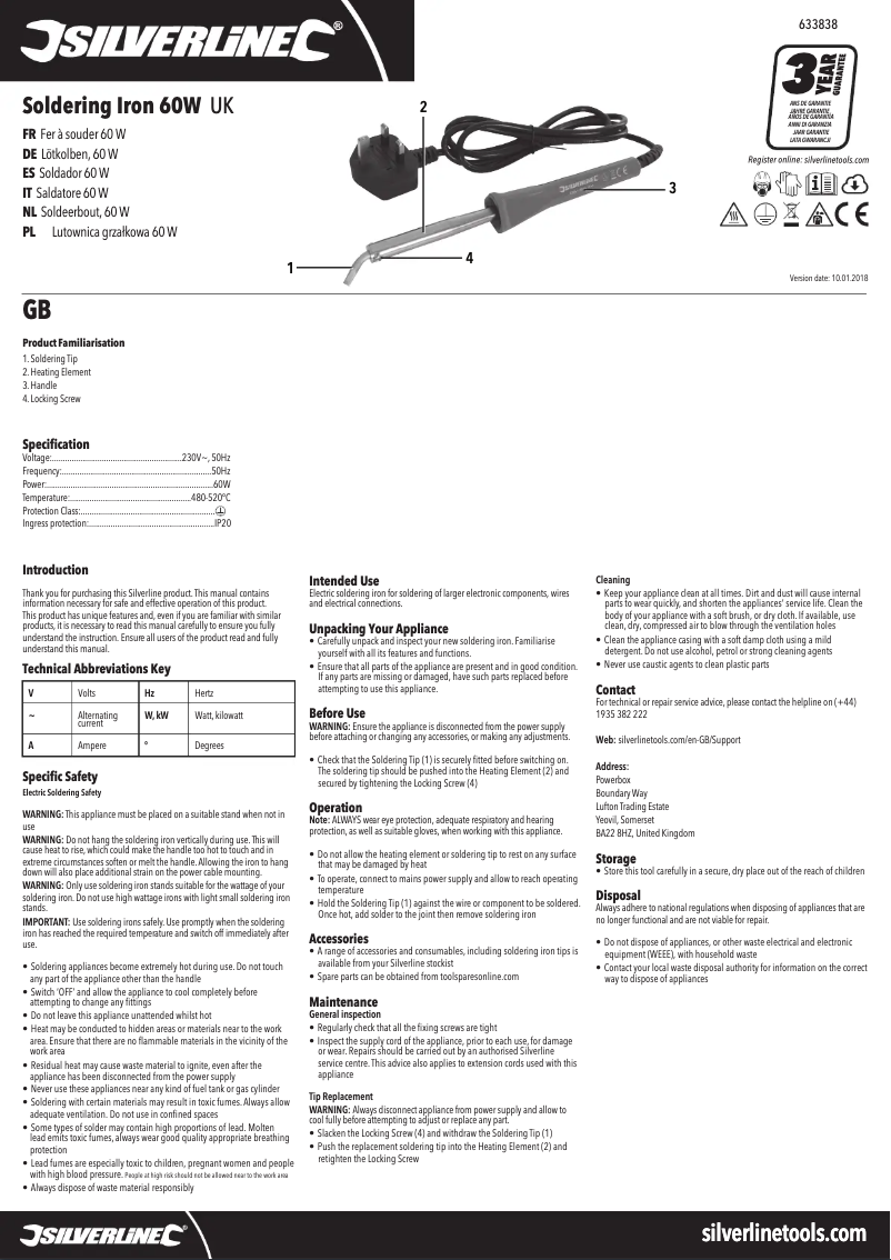 Page n°1 - Manuel utilisateur Silverline 633838