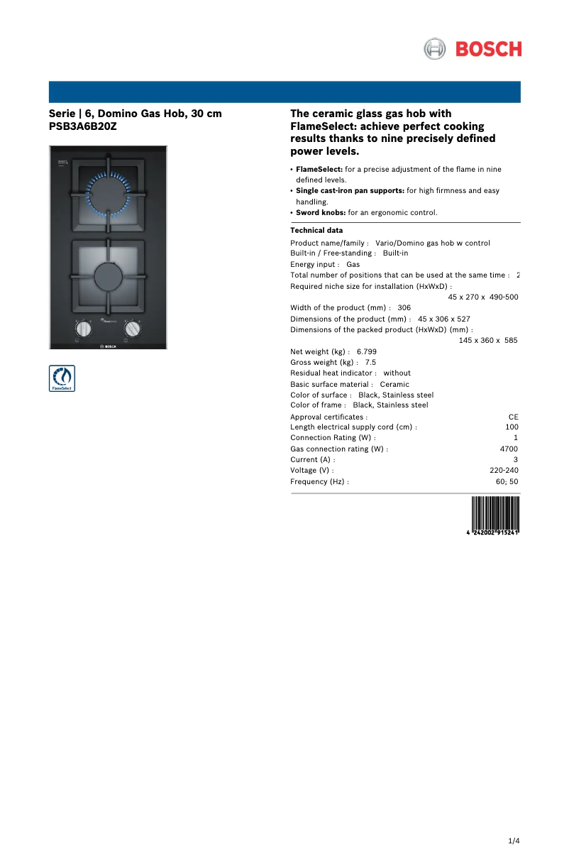 Image de la première page du manuel de l'appareil PSB3A6B20Z