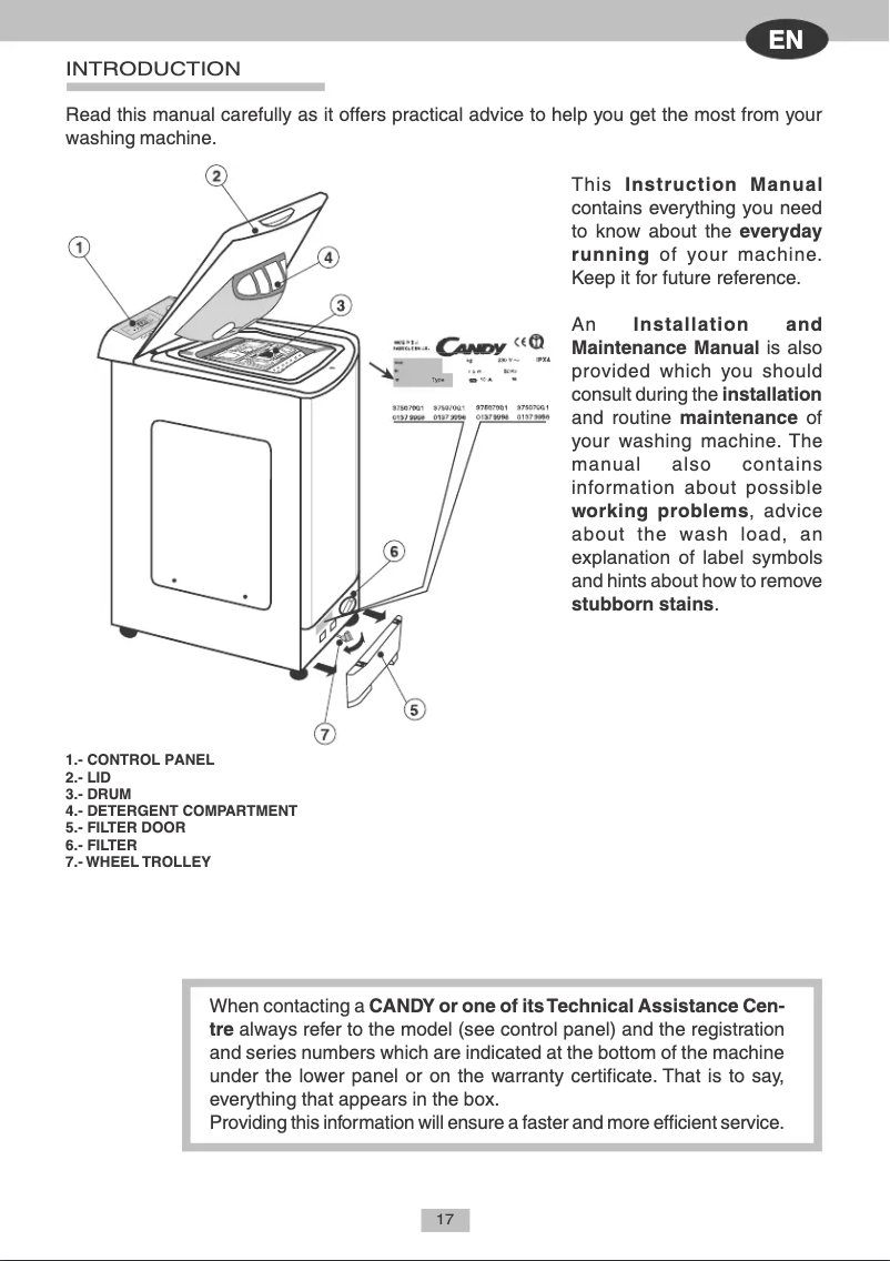 Page 1 de la notice Manuel utilisateur Candy CTAS 127