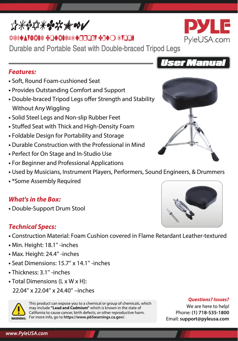 Page 1 de la notice Manuel utilisateur Pyle PSEATDRM24.5