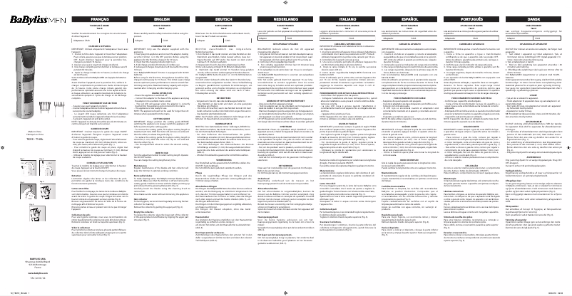 Page 1 of the manual User Manual BaByliss for Men Trim+ T831E