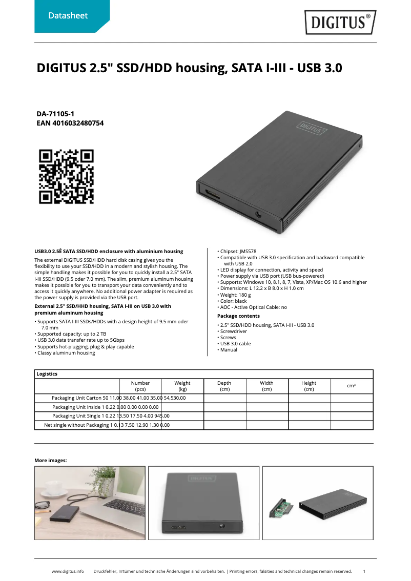 Page n°1 - Fiche technique Digitus DA-71105-1