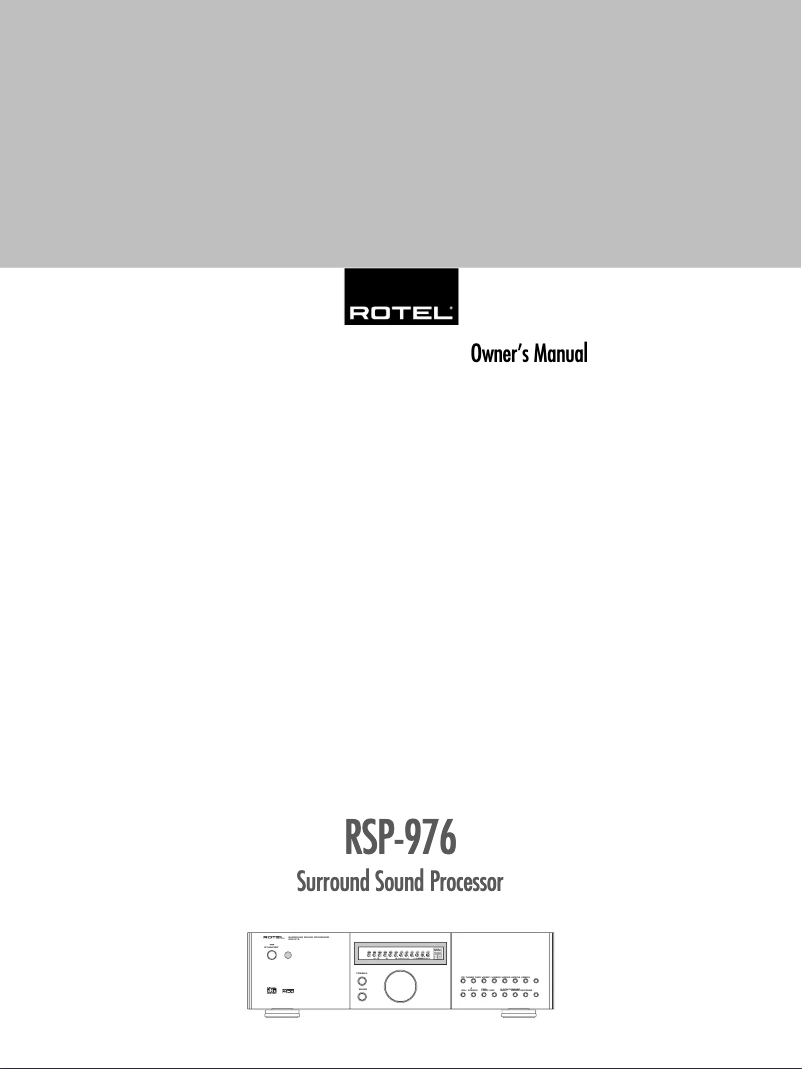 Page 1 de la notice Manuel utilisateur Rotel RSP-976