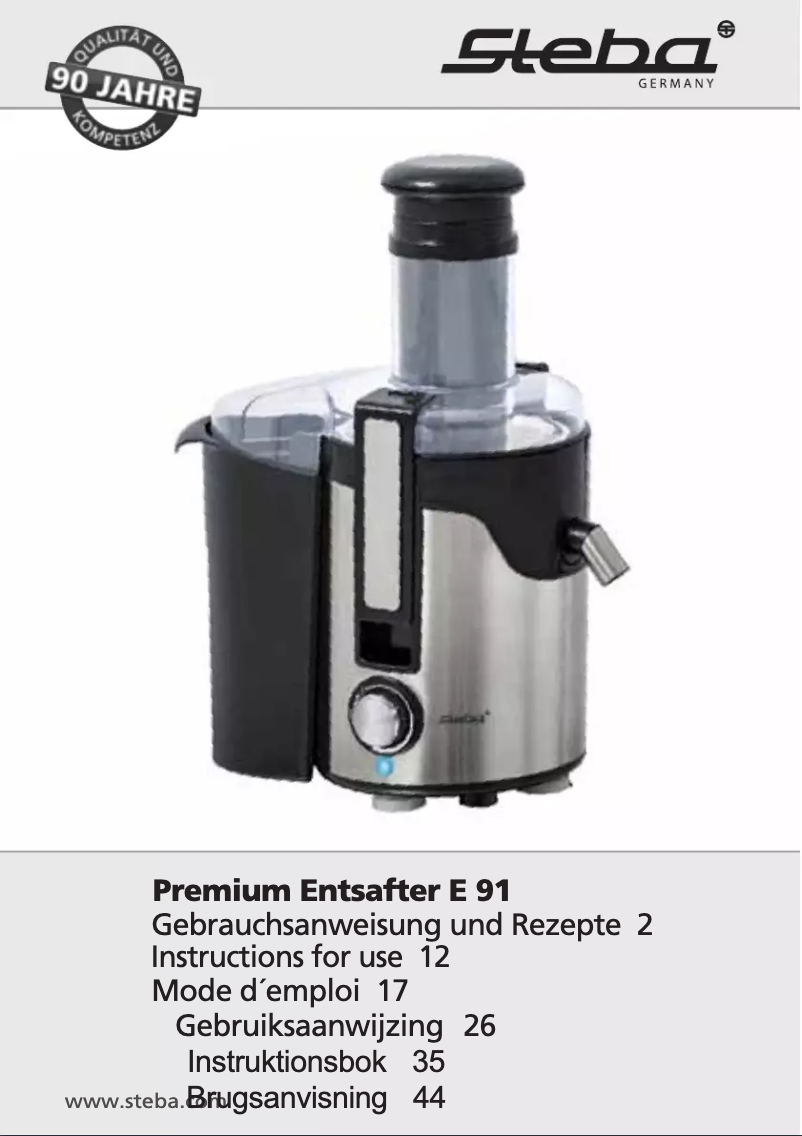 Page 1 de la notice Manuel utilisateur Steba E 91