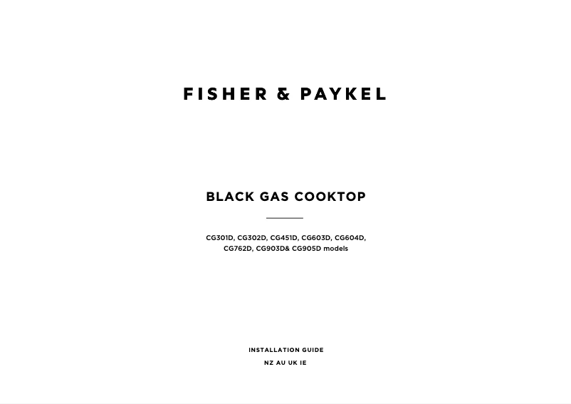 Page 1 de la notice Guide d'installation Fisher & Paykel CG903DLPGB4